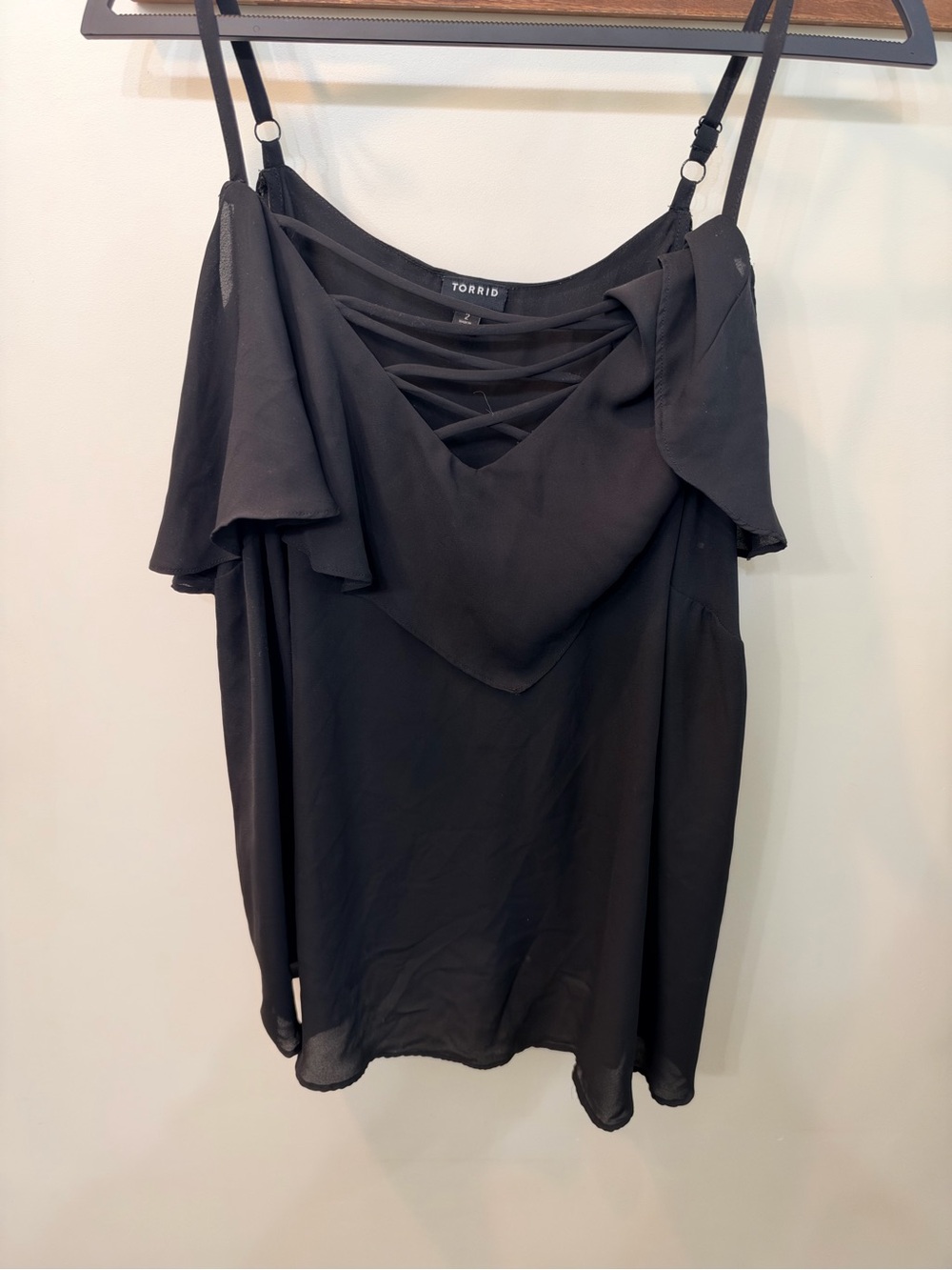 torrid Black Cold-Shoulder Strappy V-Neck Cami